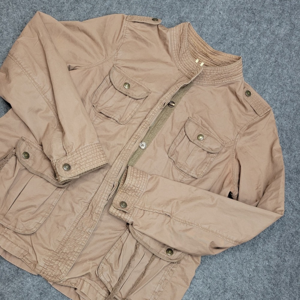 Old Navy Jacket Womens 2XL Brown Super Cute Mock Neck Military‎ Tactical Work